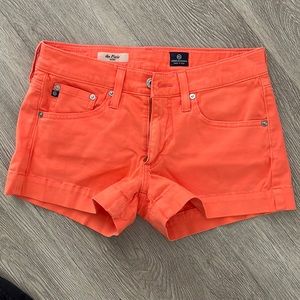 AG ADRIANO GOLDSCHMEID BRIGHT ORANGE PIXIE SHORTS